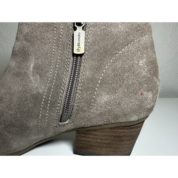 Blondo Womens Suede Taupe Booties Size‎ 9M Side Zip Waterproof Stack Block Heel - Picture 9 of 14